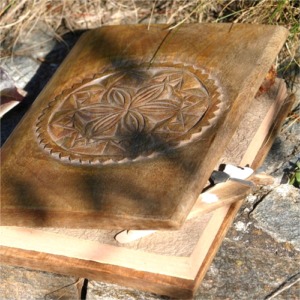 Burnt wooden book