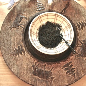 Round cow wooden charger plate