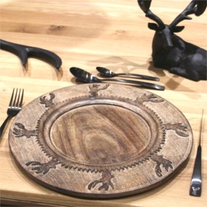 Stag wooden charger plate