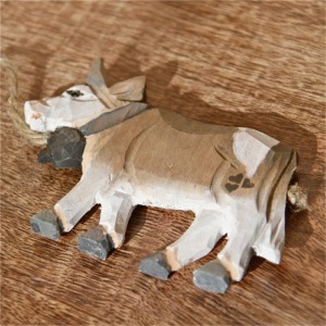 Small wooden cow carved & painted
