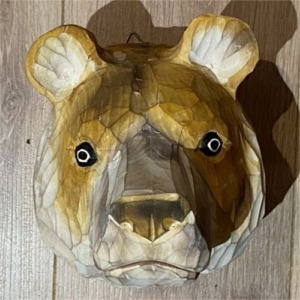 Wooden bear head