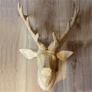 Wooden stag head