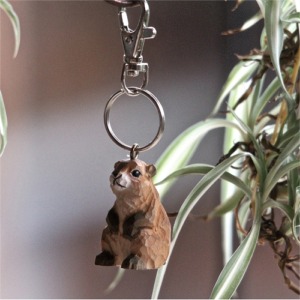 Carved marmot key ring