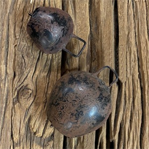 Set of 2 small goat bell rusted aspect