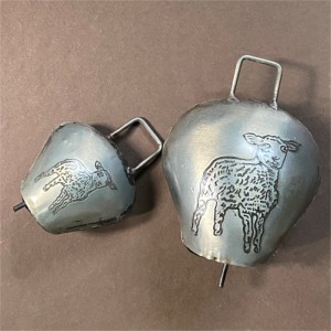 Set of 2 small sheep bell metal