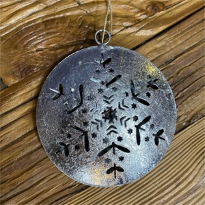 Silver ball with snowflakes to hang