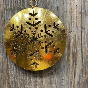 Golden ball with snowflakes to hang