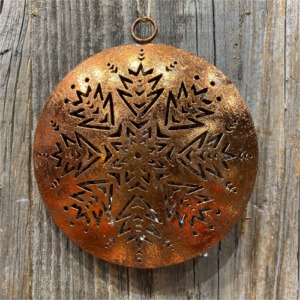Copper ball with snowflakes to hang