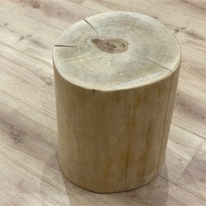 Round stool in natural swamp oak