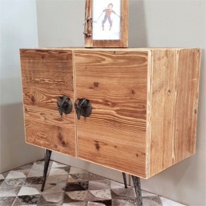 Old pine buffet with metal legs
