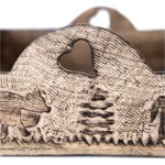 burnt wood tray with cows