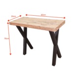 teck table top with metal legs