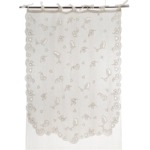 Curtain veil of linen ecru with lace apertured ecru