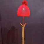 Wool knitted lamp shade red