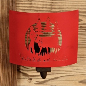 Applique metal berger et sa vache - rouge (forme rectangle)