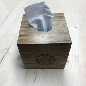 Square burnt wood tissue box
