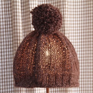 Abat jour bonnet tricoté main  couleur marron grand modèle