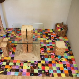 Tapis en peau de vache multicolore