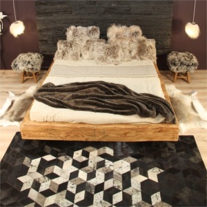 Tapis en peau de vache multicolore