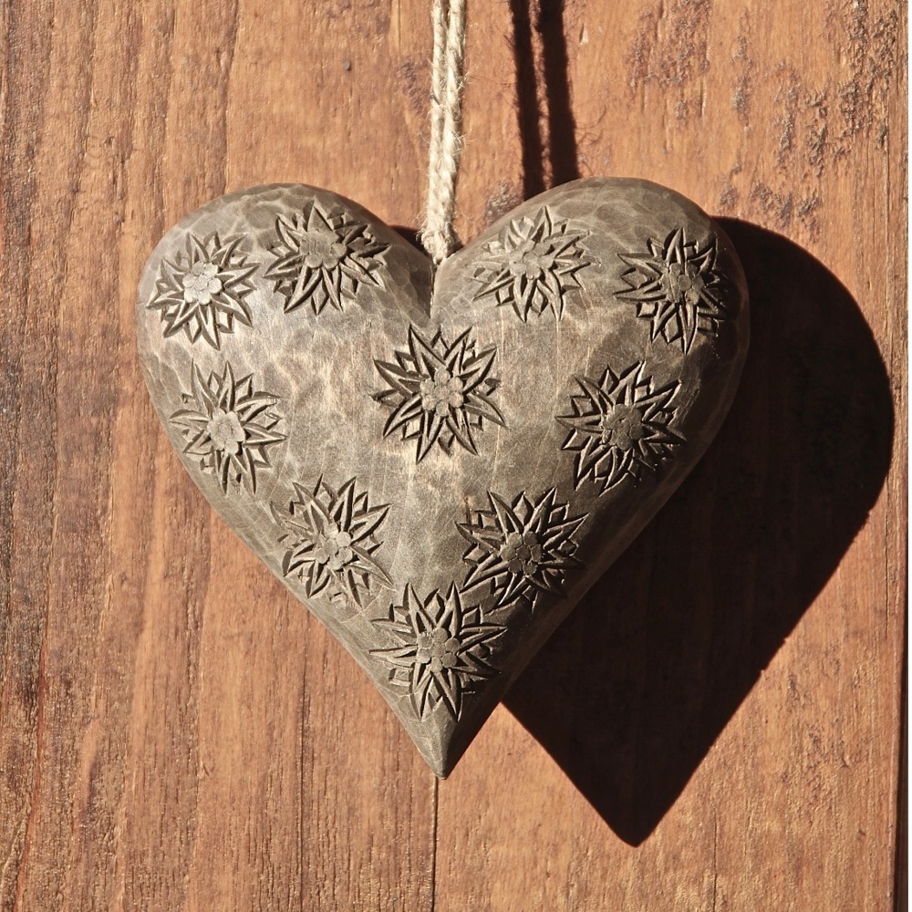 Lampe Cœur, avec une edelweiss métal, produit par