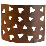 square 1/2 Metal lamp shade rusted aspect with hearts