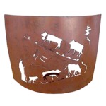 square 1/2 Metal lamp shade rusted aspect with cows leaving for mountain