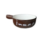 Small cow fondue pot in cast iron and Chocolate color