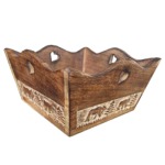 Square basket with carved poya
