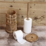 Barratte réserve de papier toilette en bois brûlé avec couvercle