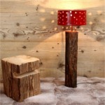 Pied de lampe en bois recyclé