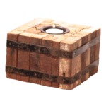 Square tealight holder in reconstructed wood (1 tealight)