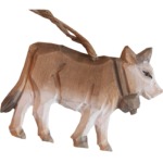 Small wooden cow carved & painted