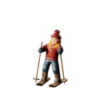 Figur der geschnitzten Holzskifahrerin
