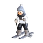 Wooden figure : Little boy skiing