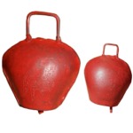 Set of 2 small sheep bell red