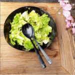 Couverts à salade couleur noir avec cerf gravé
