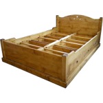 Wooden bed with 3 hearts (2 person - small size) 6 drawers