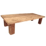 Table de salon "MADRIER" (petite) en vieux bois, rectangulaire pieds en retrait fixes