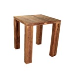 Table "VIS A VIS" en vieux bois, carrée pieds aux angles
